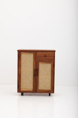 Live Edge Rattan Cabinet with Door & Drawer