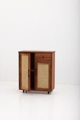 Live Edge Rattan Cabinet with Door & Drawer
