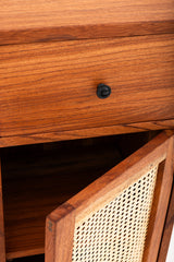 Live Edge Rattan Cabinet with Door & Drawer