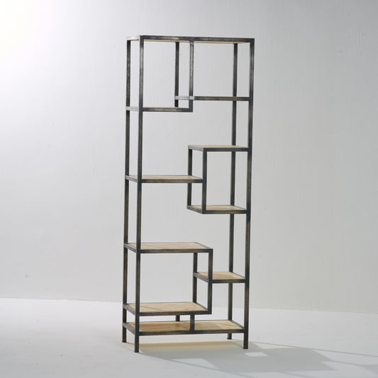 Reclaimed Wood Single Staggered Book Shelf