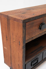 Console Unit Railway Sleeper Wood with 5 Drawers