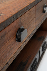 Console Unit Railway Sleeper Wood with 5 Drawers