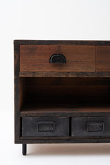 Console Unit Railway Sleeper Wood with 5 Drawers
