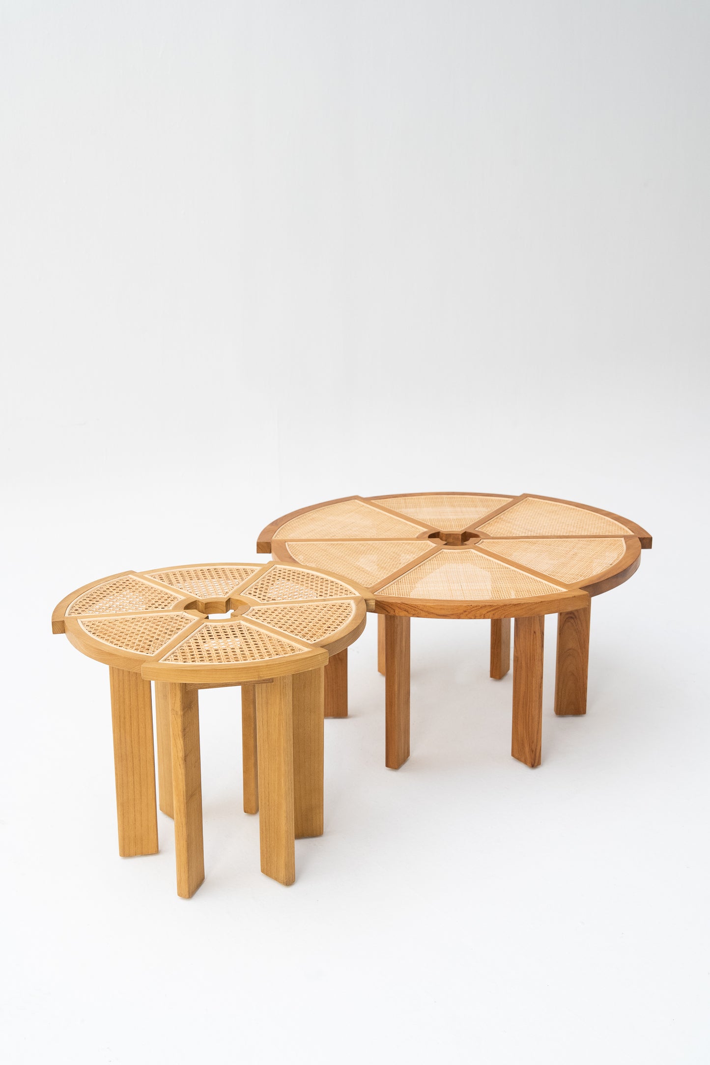 Teakwood Coffee Table with Rattan