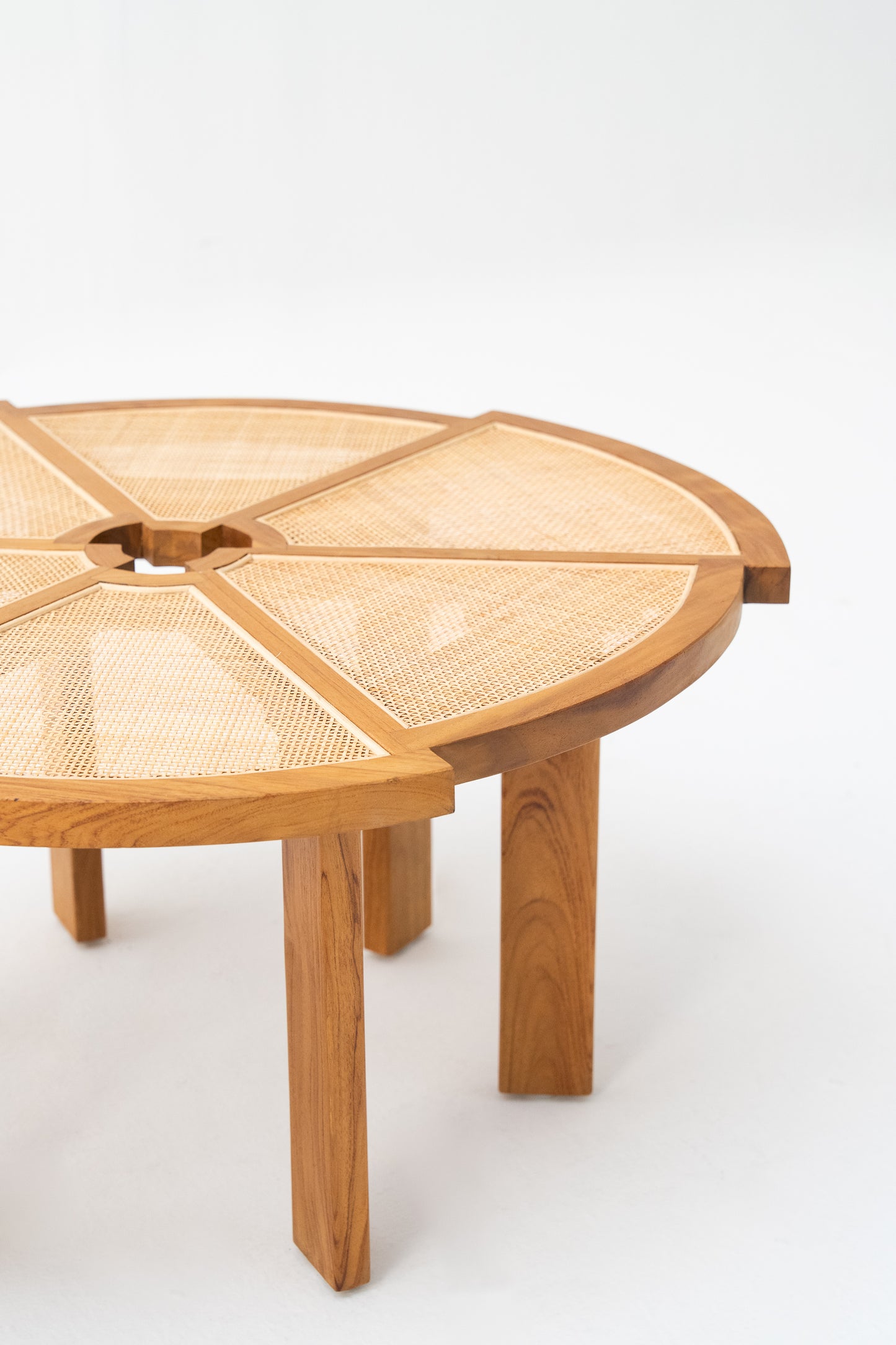 Teakwood Coffee Table with Rattan