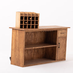 Reclaimed Wood Bar Counter with Bottle Holder