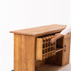 Reclaimed Wood Bar Counter with Bottle Holder