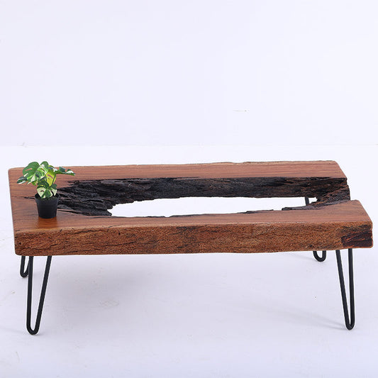 Live Edge Exotic Wood Coffee Table with Hairpin Legs