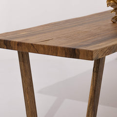Live Edge Suar Wood Dining Table with Wooden Legs