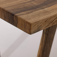 Live Edge Suar Wood Dining Table with Wooden Legs