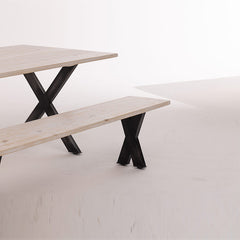 Reclaimed Wood Dining Table with Bench (White)