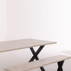 Reclaimed Wood Dining Table with Bench (White)