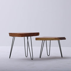 Live Edge Suar Wood Coffee Table with Hairpin Legs