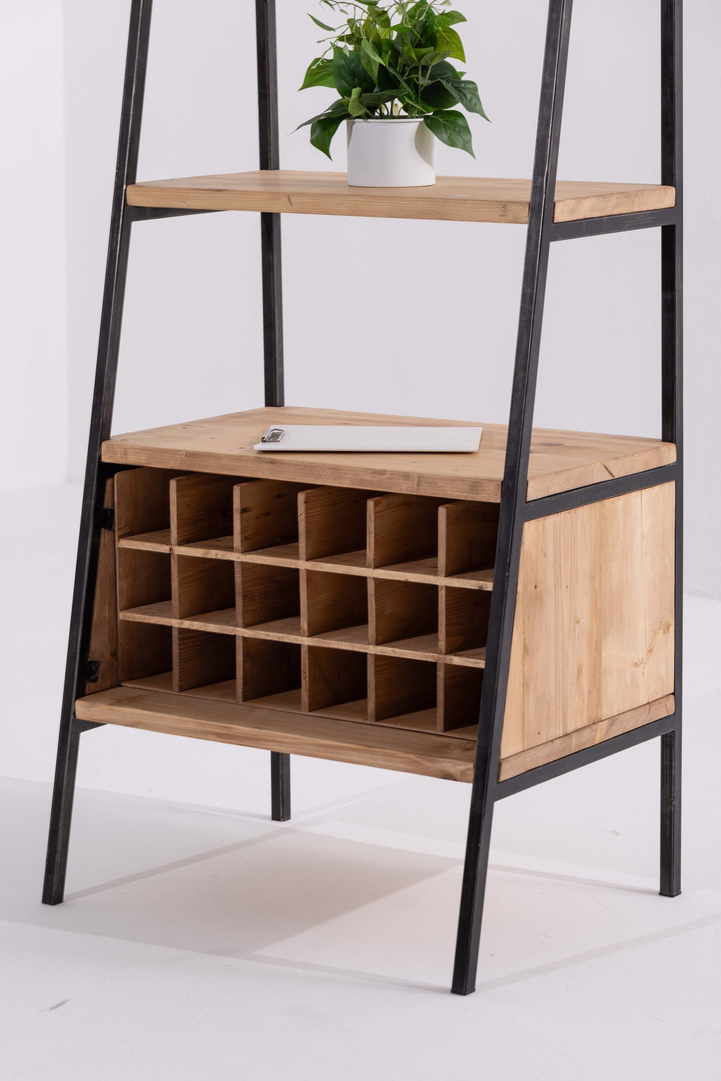 Pinewood Ladder Shelf  with Wine Rack