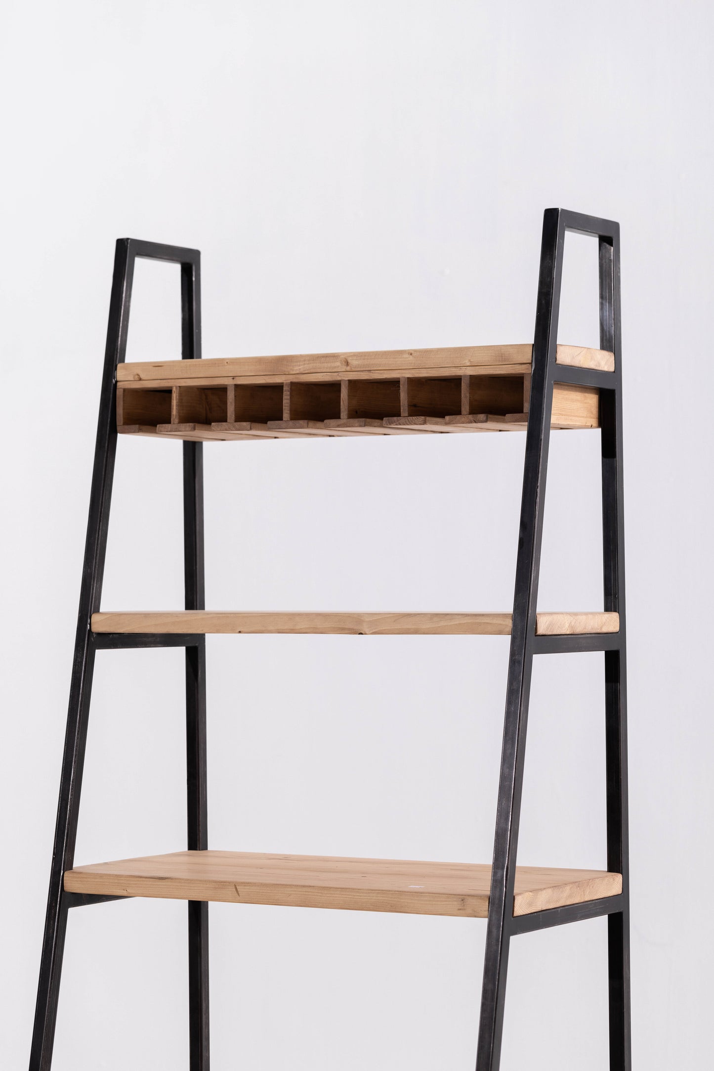 Pinewood Ladder Shelf  with Wine Rack
