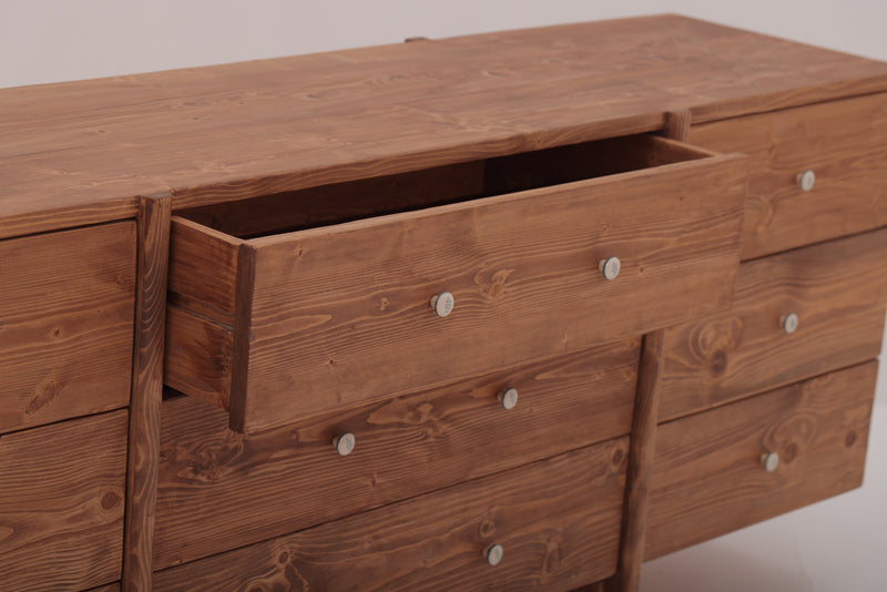 PINE WOOD CHEST OF NINE DRAWERS