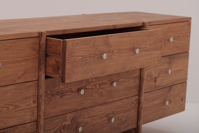 PINE WOOD CHEST OF NINE DRAWERS