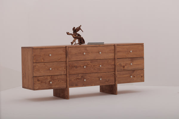 PINE WOOD CHEST OF NINE DRAWERS