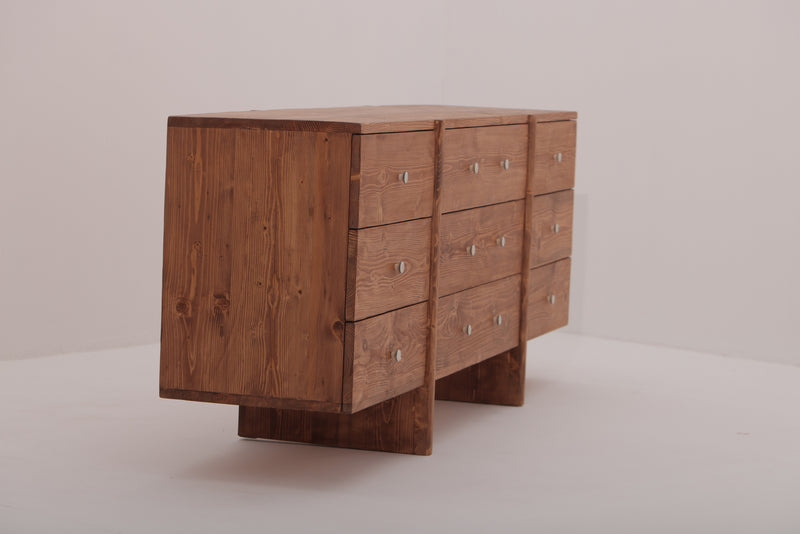 PINE WOOD CHEST OF NINE DRAWERS