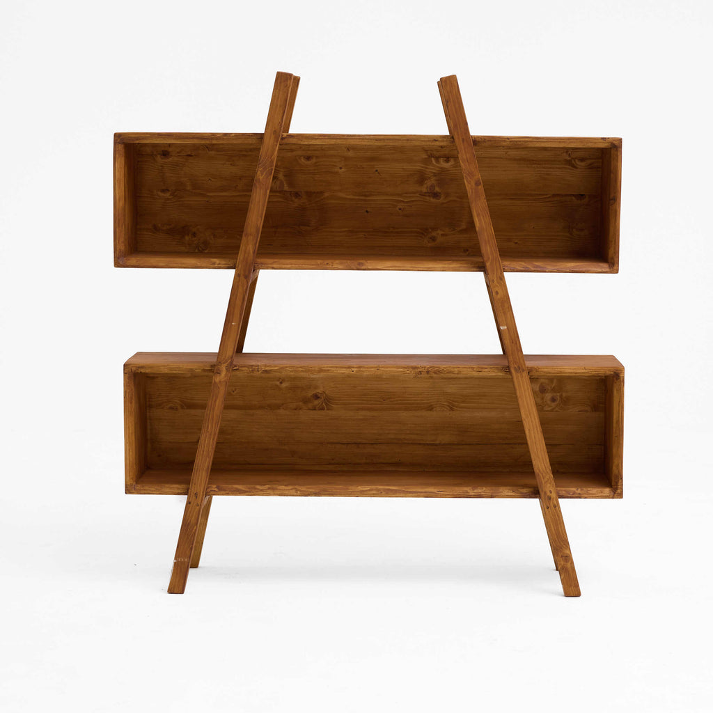 Multi-Tier All-Wood Ladder Bookshelf