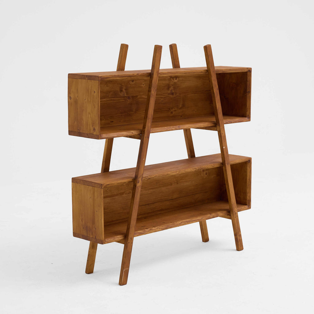 Multi-Tier All-Wood Ladder Bookshelf