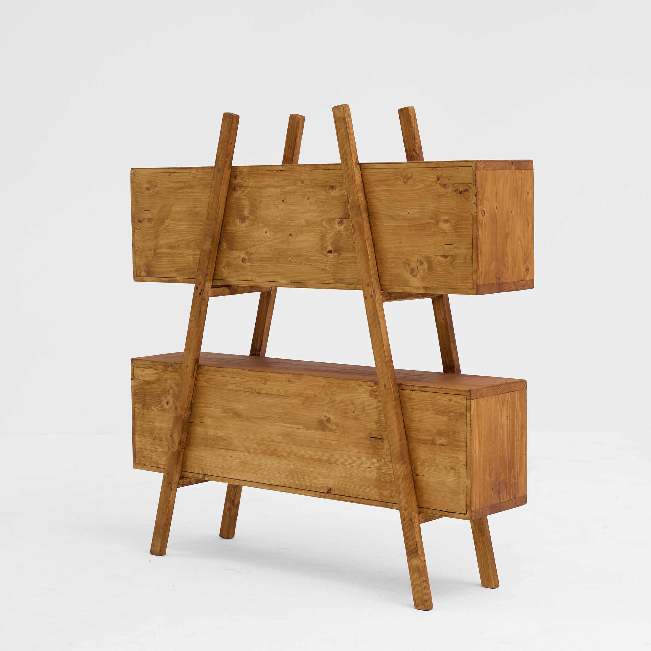 Multi-Tier All-Wood Ladder Bookshelf