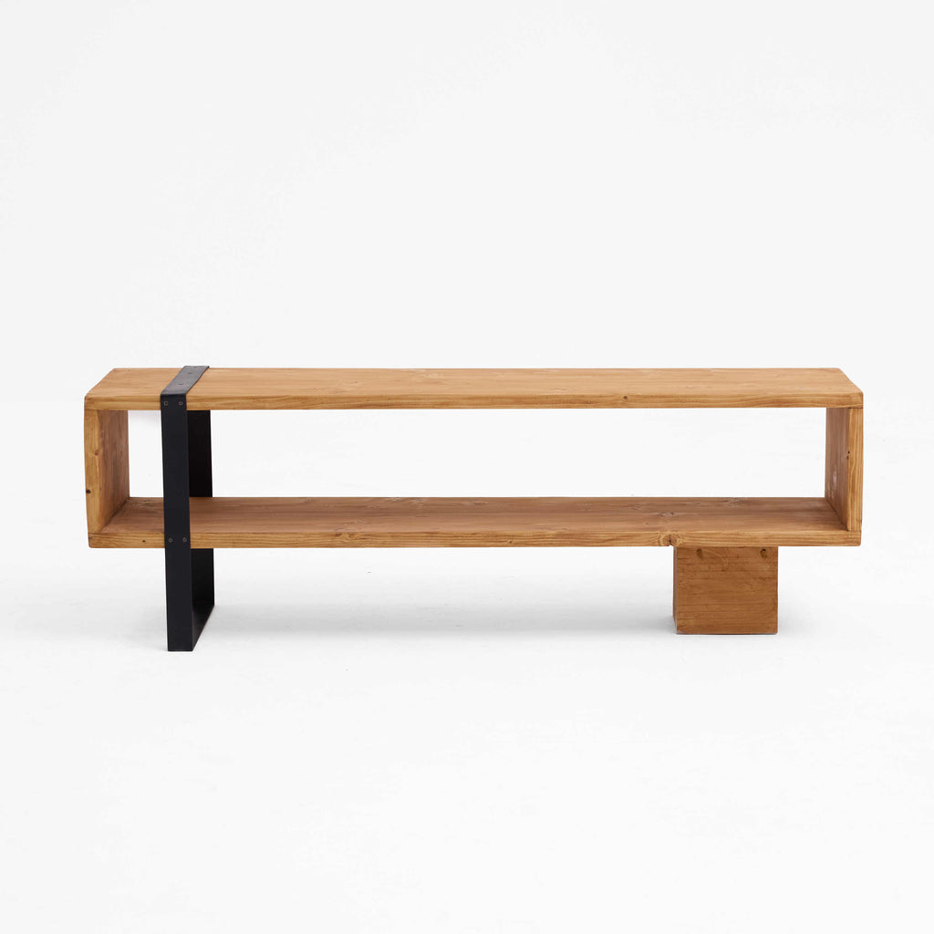 Asymmetric TV Unit With Black Metal Frame