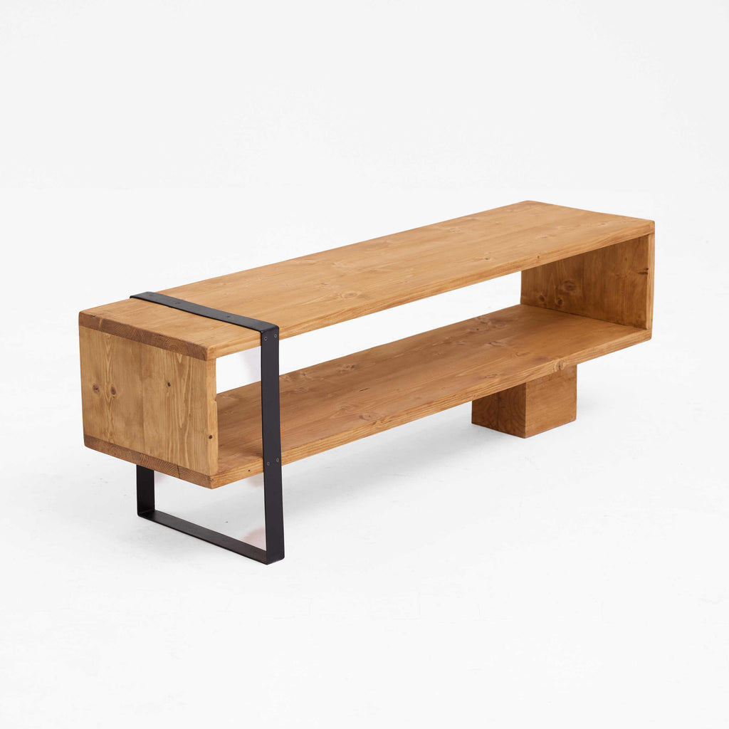 Asymmetric TV Unit With Black Metal Frame