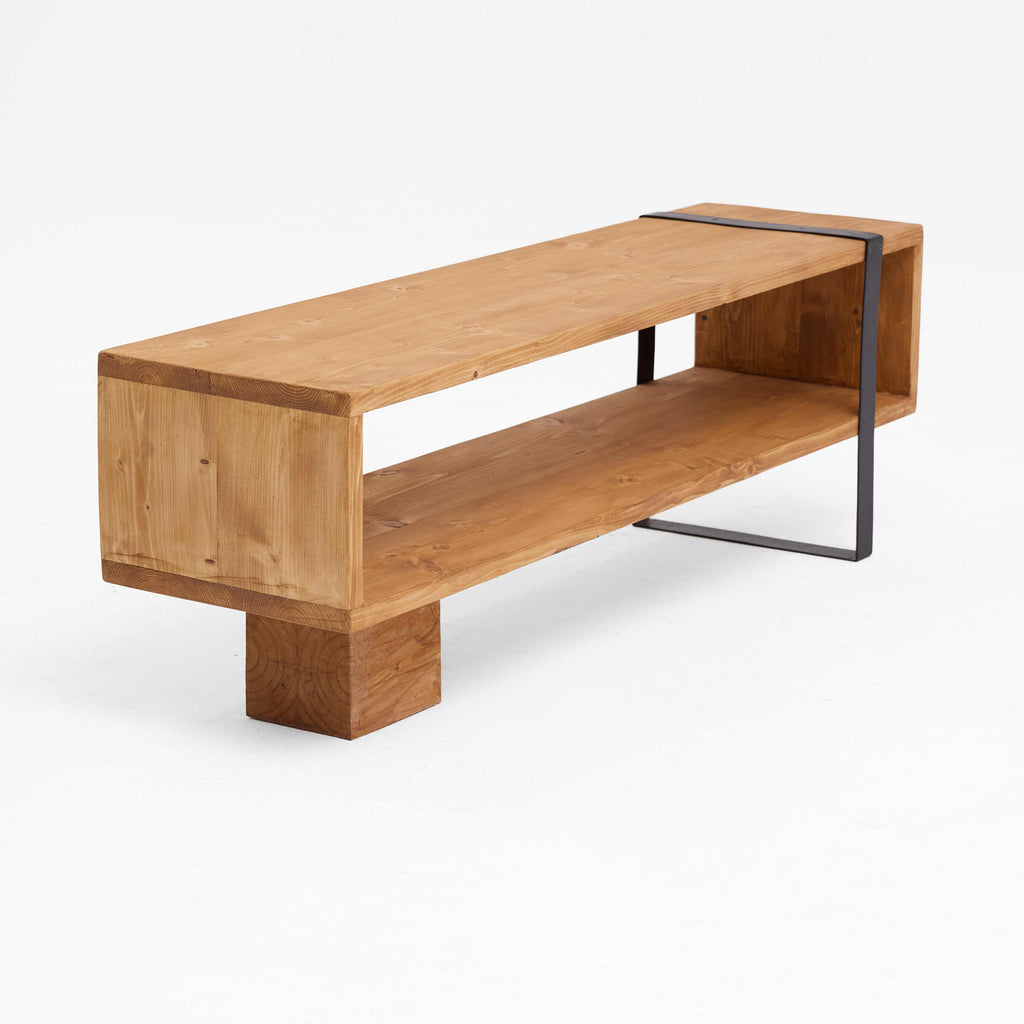 Asymmetric TV Unit With Black Metal Frame
