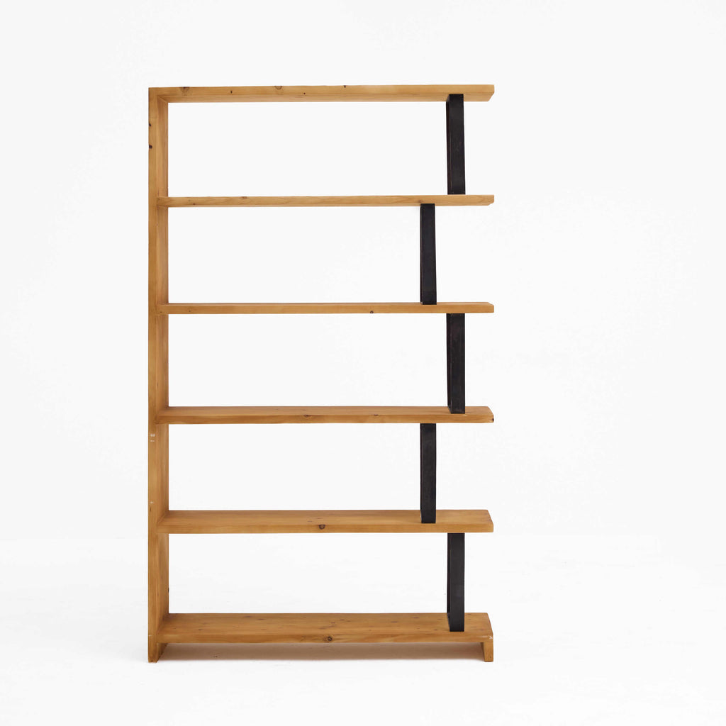 Multi-Tier Bookshelf with Black Metal Frame