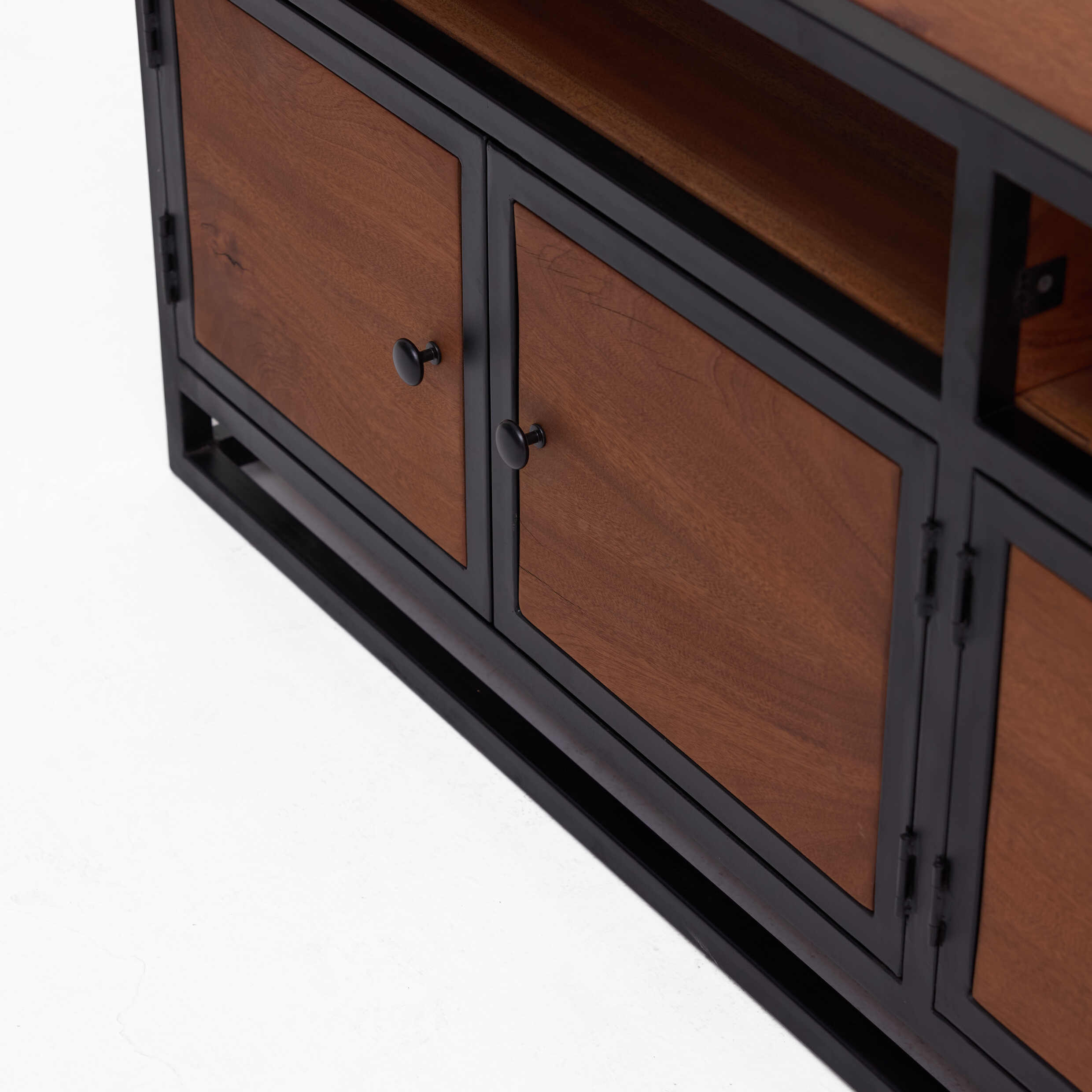 Industrial TV Unit with Black Metal Frame