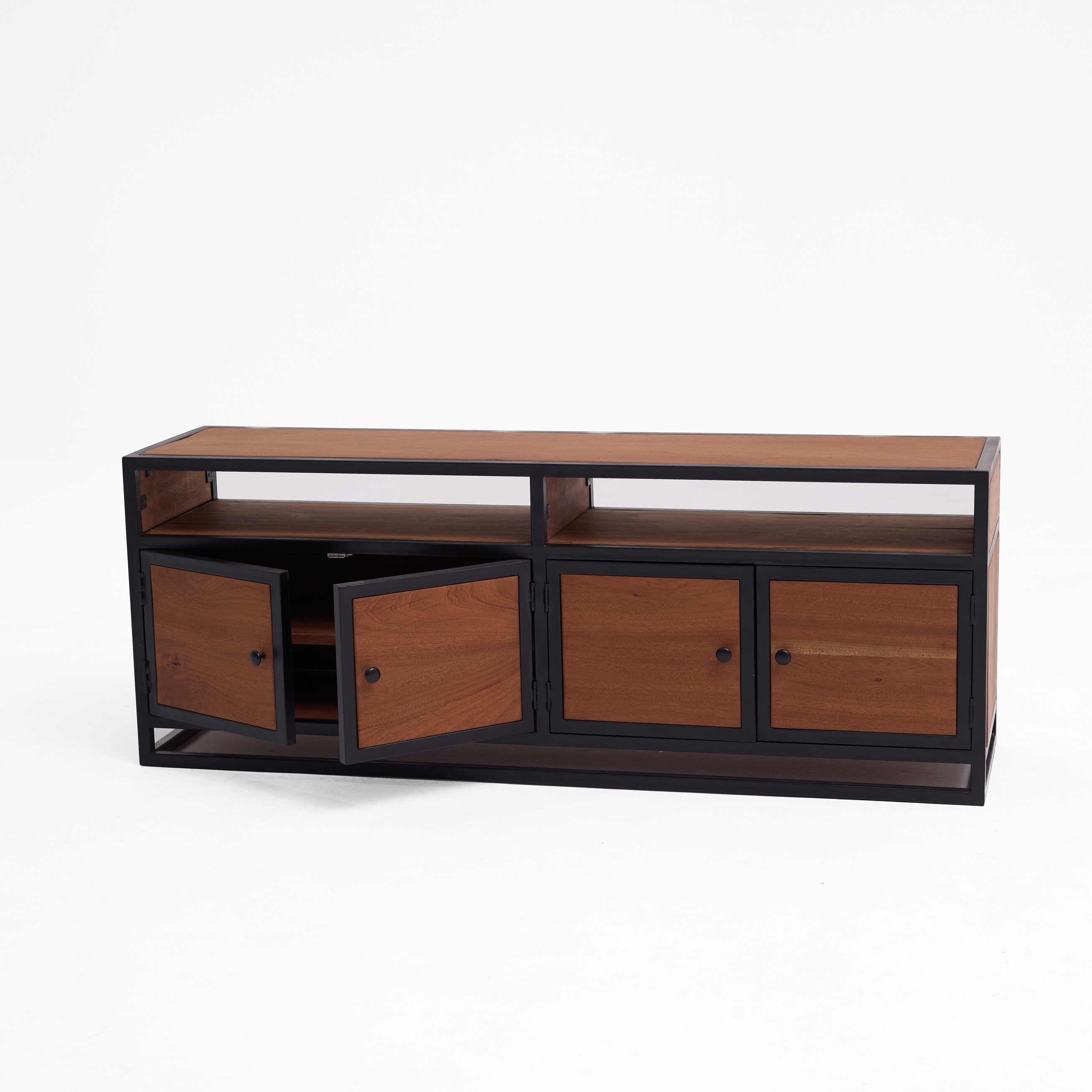 Industrial TV Unit with Black Metal Frame