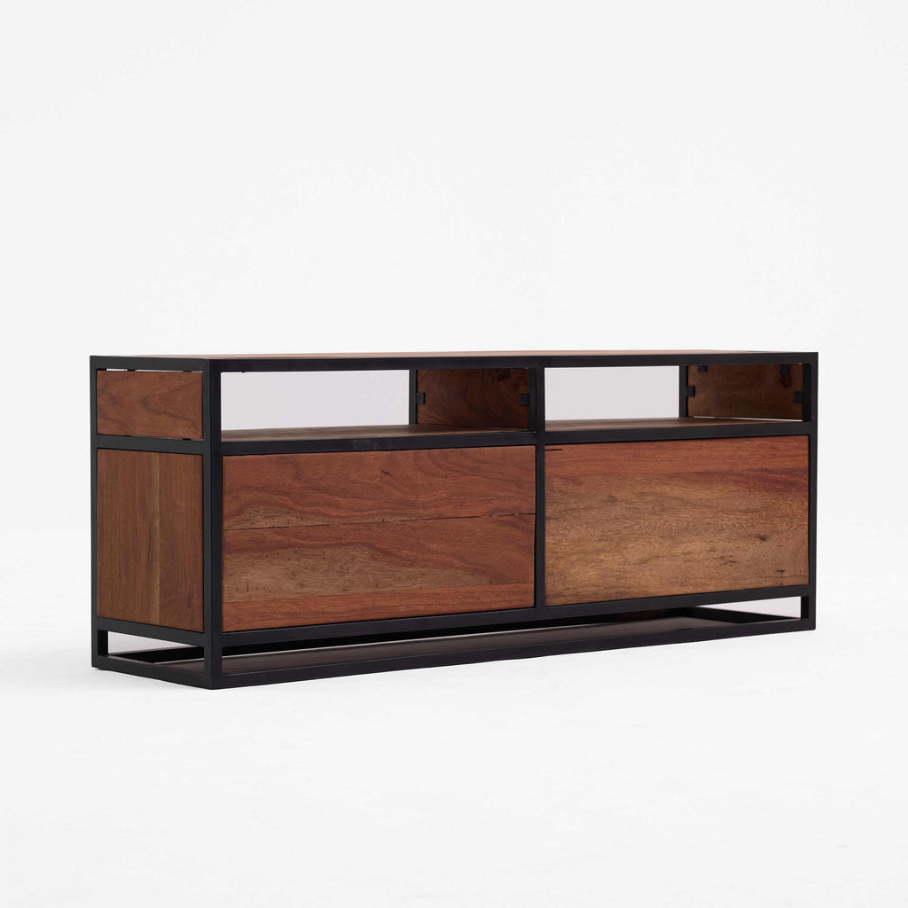 Industrial TV Unit with Black Metal Frame
