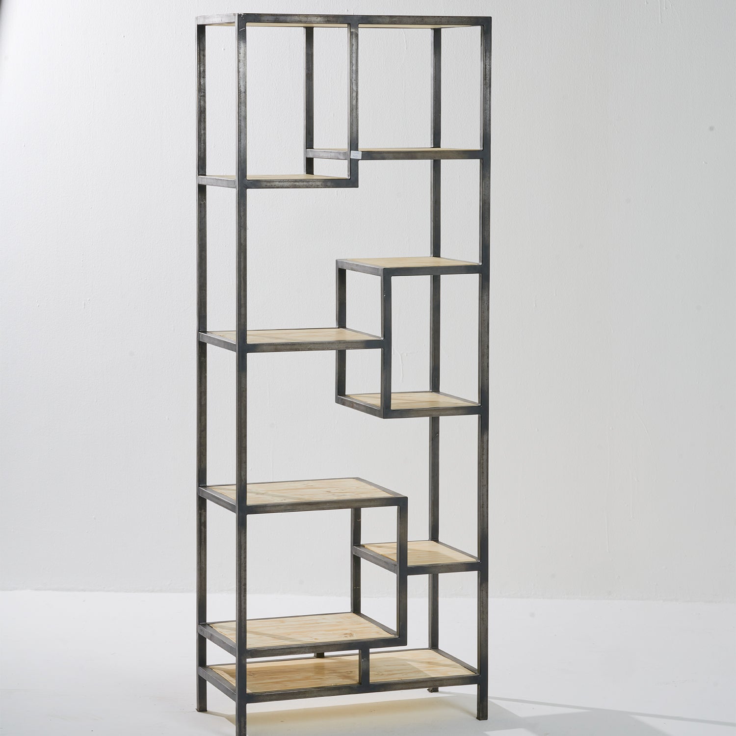 Reclaimed Wood Single Staggered Book Shelf