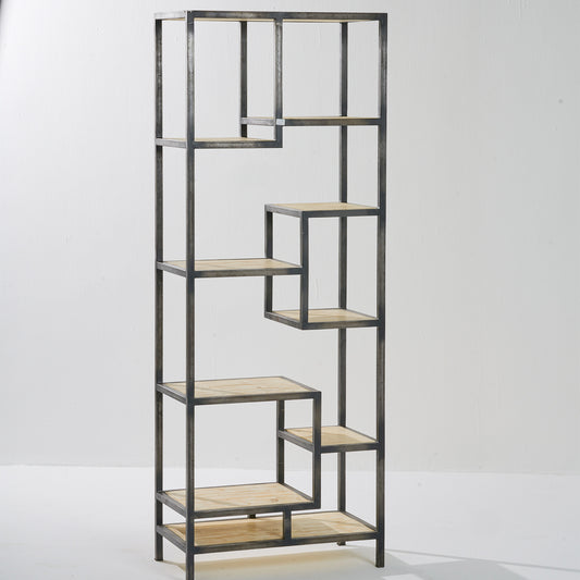 Reclaimed Wood Single Staggered Book Shelf