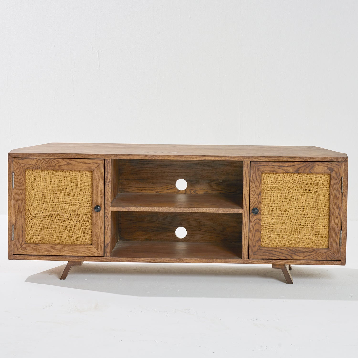 TV Unit North American Ash Wood with Rattan