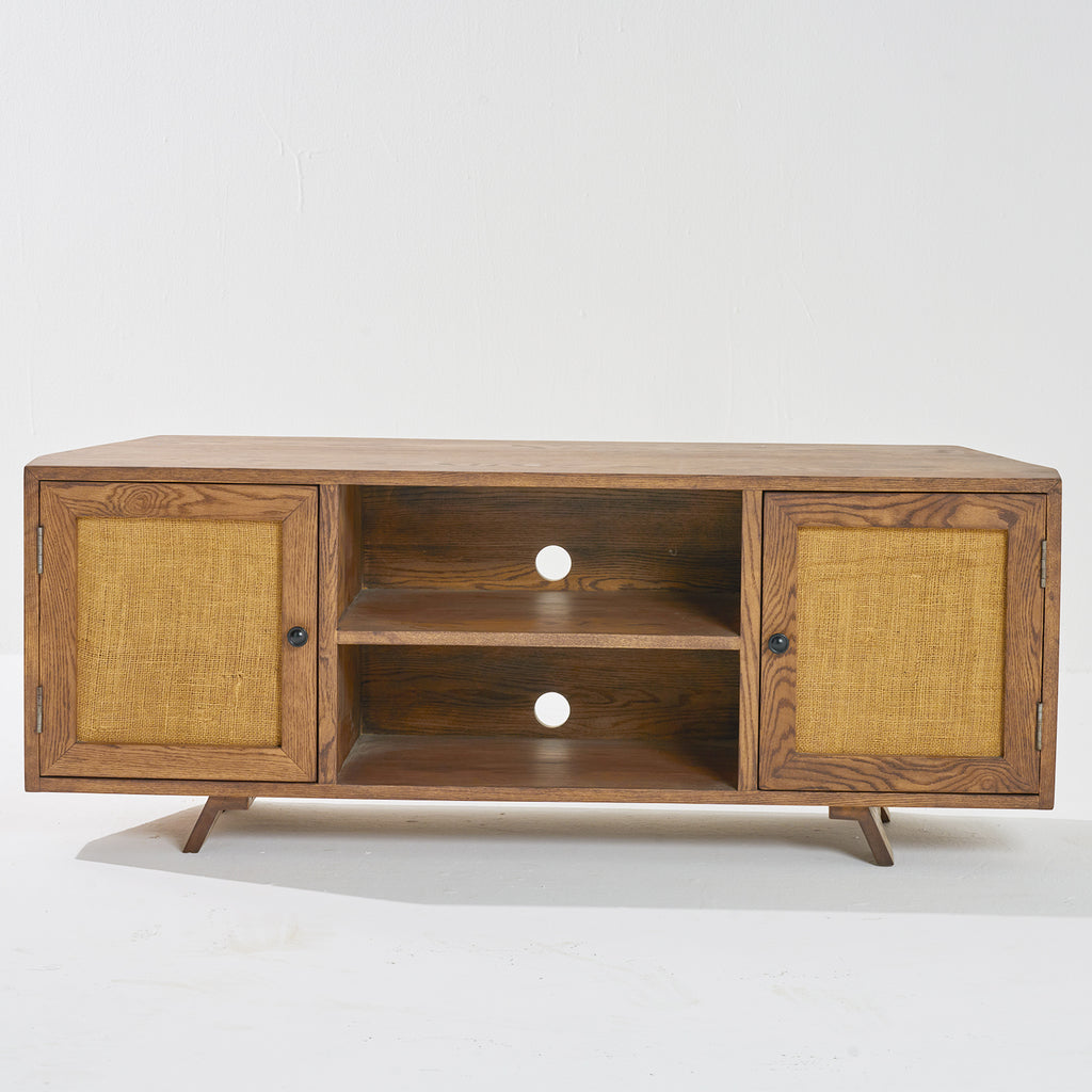 TV Unit North American Ash Wood with Rattan
