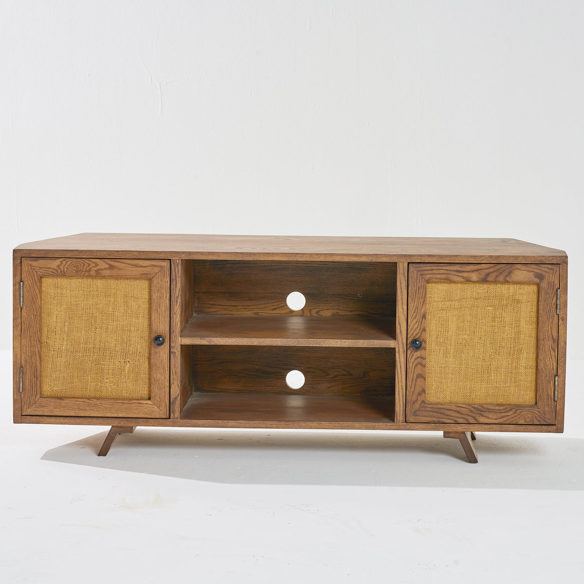 TV Unit North American Ash Wood with Rattan