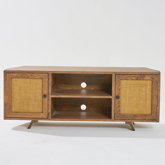 TV Unit North American Ash Wood with Rattan