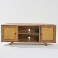 TV Unit North American Ash Wood with Rattan