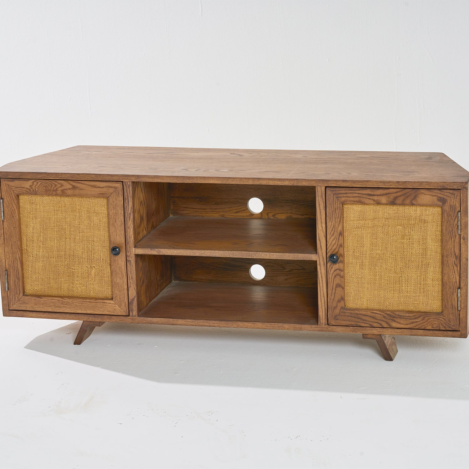 TV Unit North American Ash Wood with Rattan