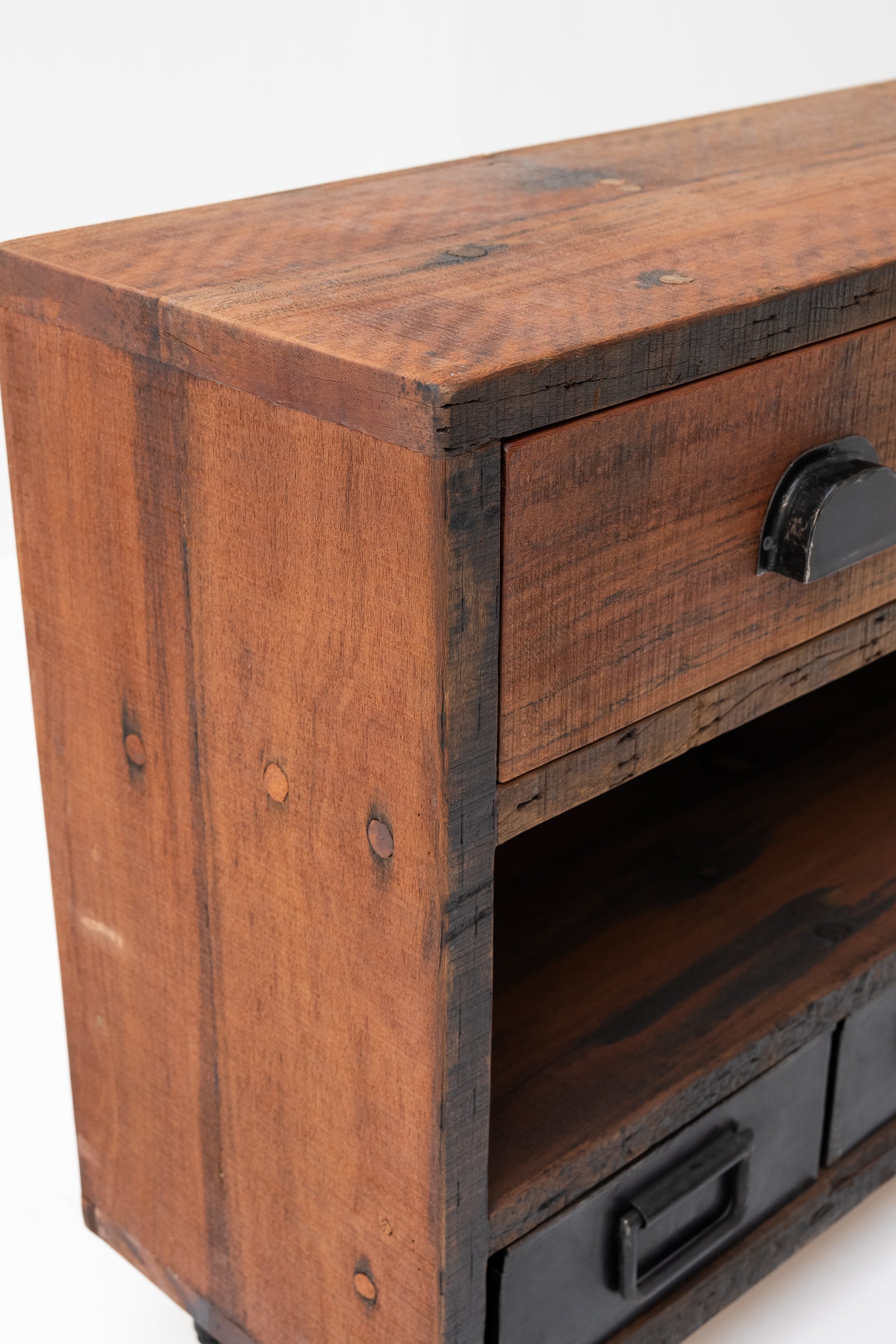Console Unit Railway Sleeper Wood with 5 Drawers