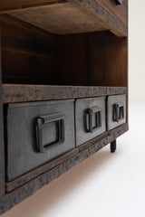 Console Unit Railway Sleeper Wood with 5 Drawers