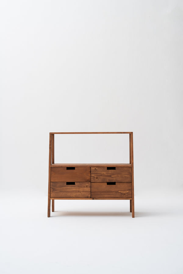 PINE WOOD CONSOLE WITH FOUR DRAWERS