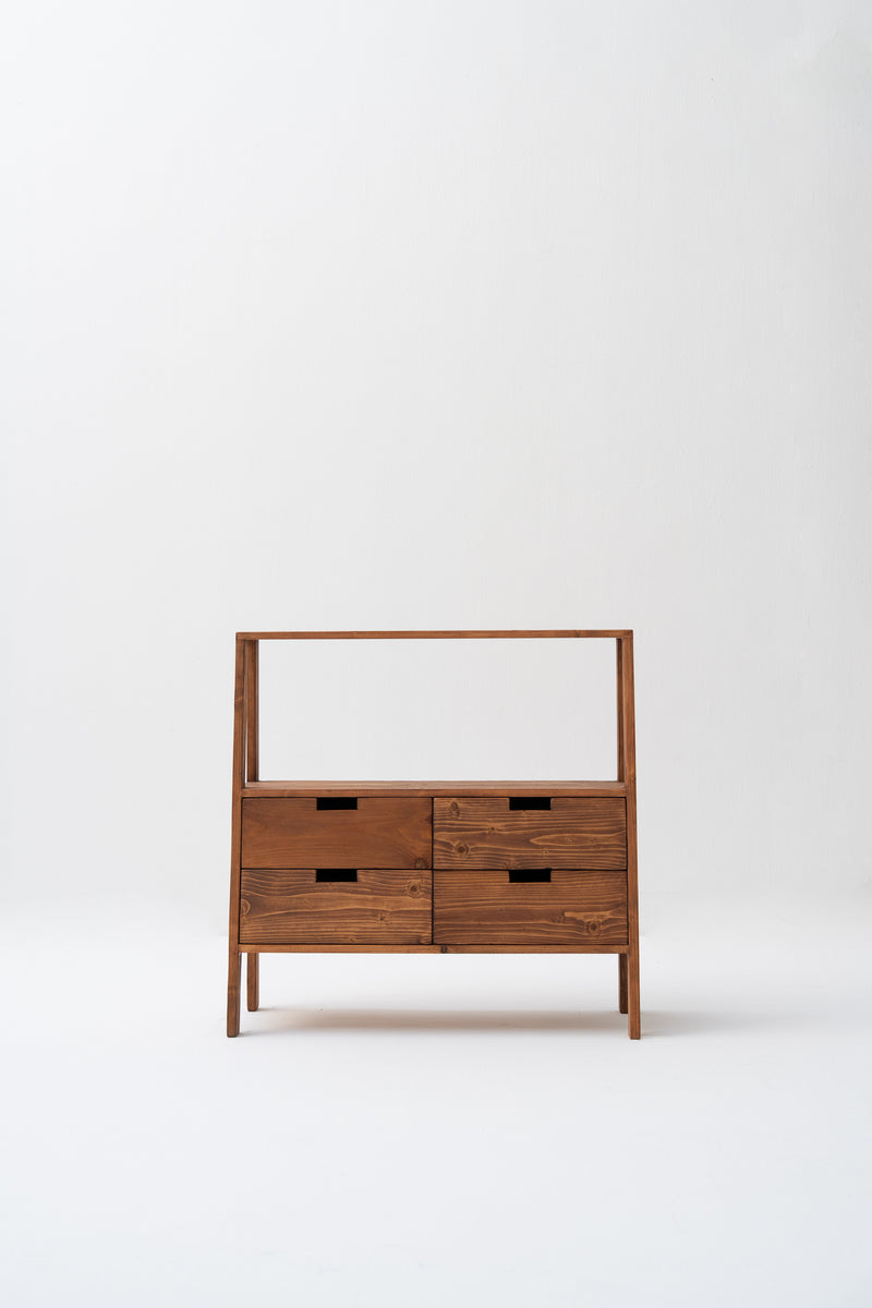PINE WOOD CONSOLE WITH FOUR DRAWERS