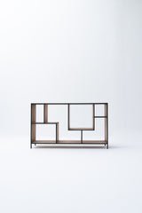 Low Staggered Industrial Book Shelf (Reclaimed Wood)