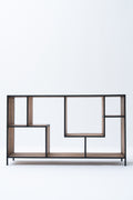 Low Staggered Industrial Book Shelf (Reclaimed Wood)