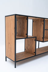 Low Staggered Industrial Book Shelf (Reclaimed Wood)