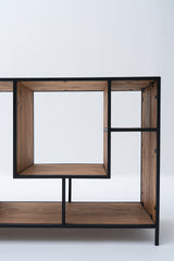 Low Staggered Industrial Book Shelf (Reclaimed Wood)