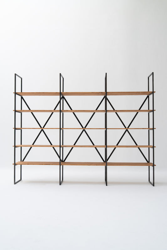 Wooden Pine Steel Bookshelf